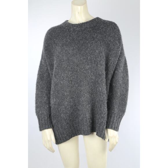 Jenni Kayne Sweater Dark Gray Baby Alpaca Wool Fuzzy Knit Classic Winter Size S - Picture 1 of 11
